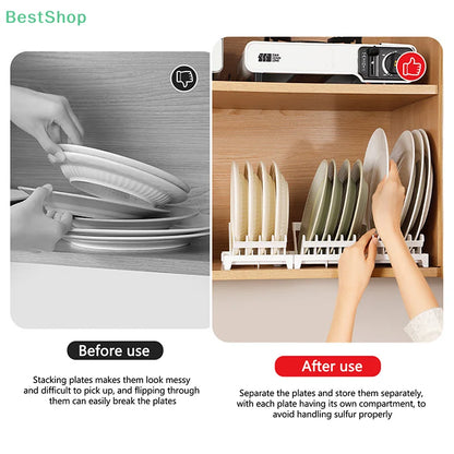 Dish Organizer Rack Upright Draining Cabinet Plate Organizer Plate Dish Drying Rack Kitchen Dishes Stand Vertical Storage Rack