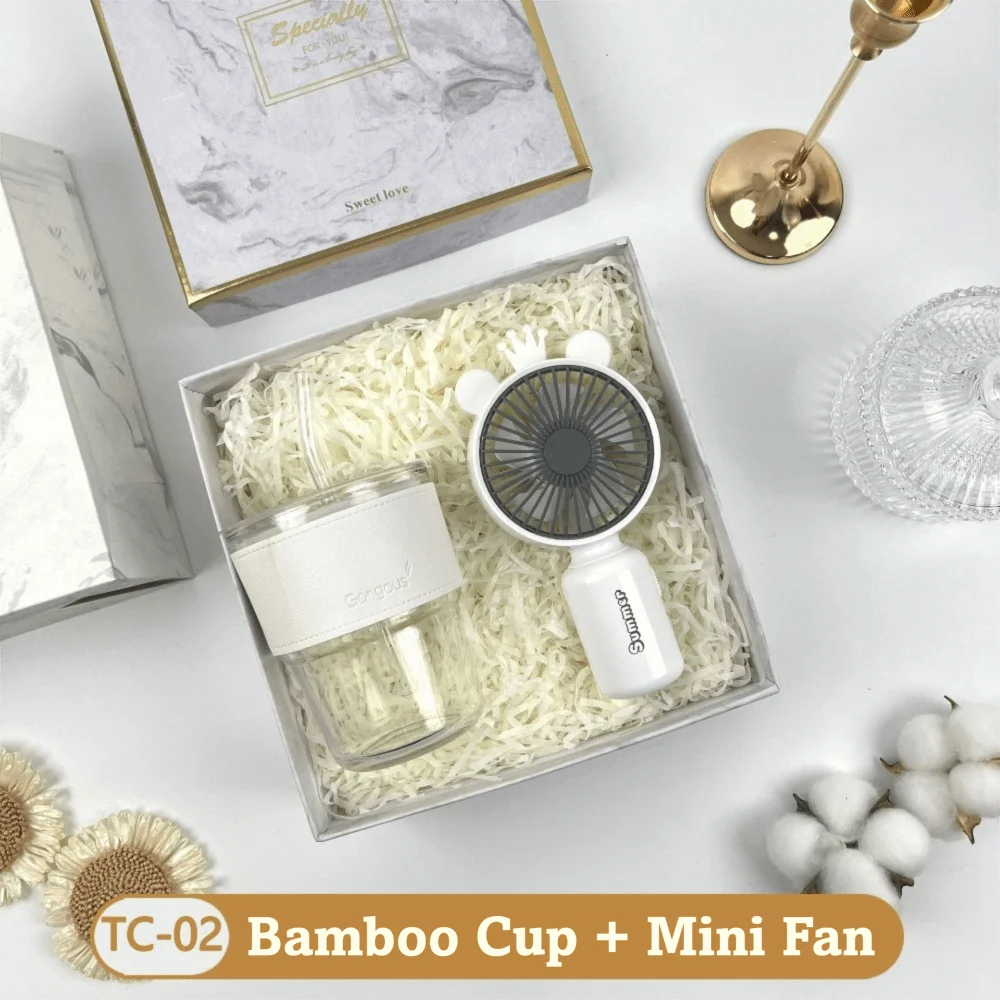 3IN1 Souvenir Gift Set Stylish Design Fan/Towel/Cup Practical Gift Sets with Paper Bag Portable Gift Box Set Personalized Gifts