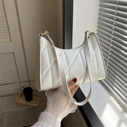 Fashion Women Chain Shoulder Underarm Bags Felt Pu Leather Simple Solid Color Casual Handbags Female Pouch Tote Crossbody Bag