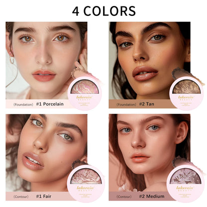 Baked Powder Foundation Oil Control Setting Makeup Pressed Powder Cake Bronzer Glow Face Contouring Shimmer Contour