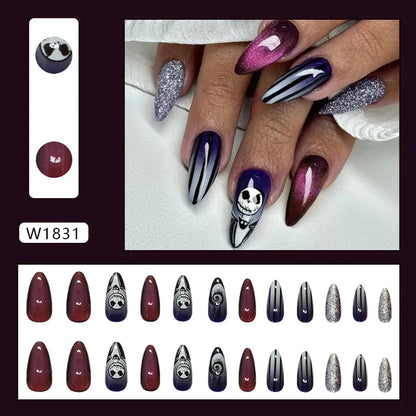 Caramel Flower 24 Pcs Press on Nails Pink Gradient Fake Nails Glossy Artificial Finger Manicure Reusable False Nails for Women