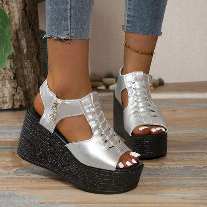 Women Sandals Summer New Wedges Platform Sandals Women Sexy High Heels Shoes Peep Toe Open To Walking Designer Sandals Women