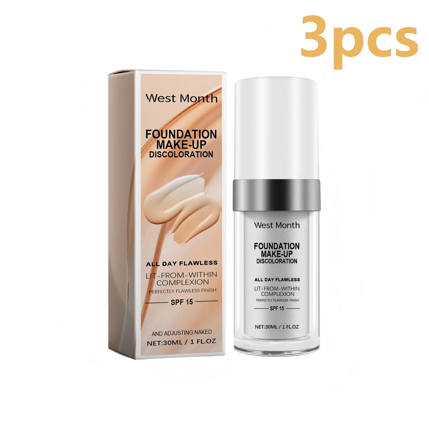 West Month Color Changing Face Foundation Matte Finish Moisturizing High Coverage Makeup Base Long-Lasting Waterproof Foundation