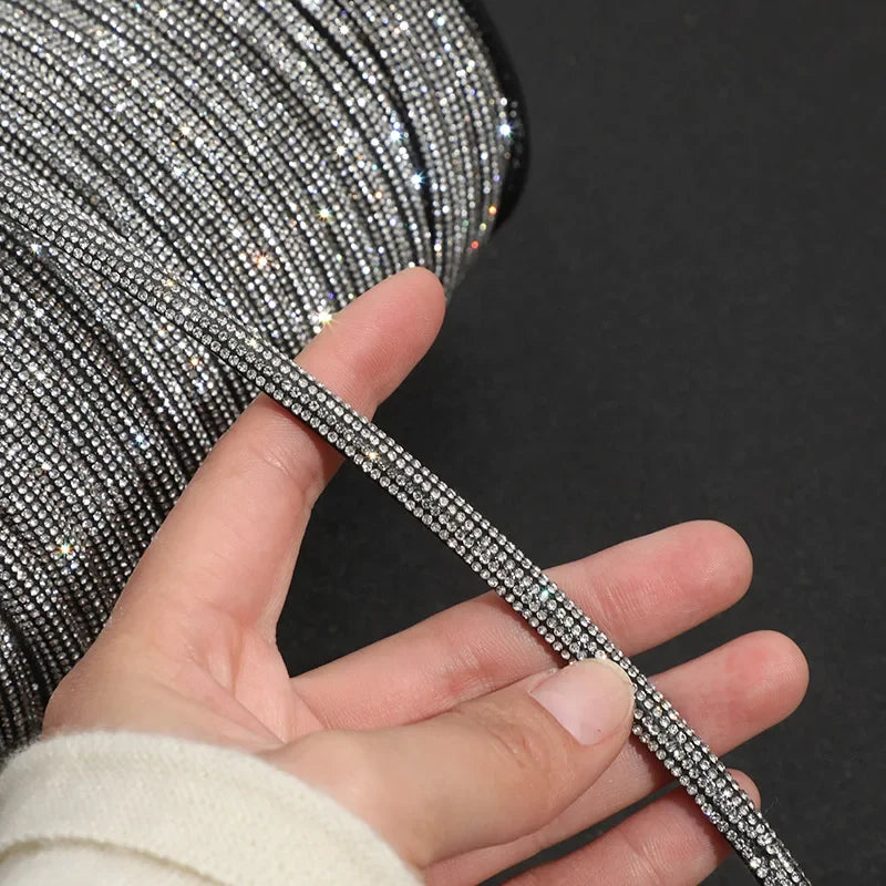 Bling Bling Rhinestone Cord Trimming Round Crystal Soft Tube Shoelace Rope Hoodies Trouser Drawstring DIY Manual Aglets 1yard