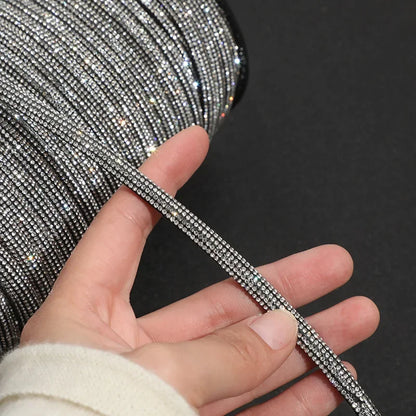 Bling Bling Rhinestone Cord Trimming Round Crystal Soft Tube Shoelace Rope Hoodies Trouser Drawstring DIY Manual Aglets 1yard