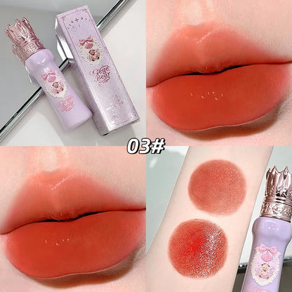 Gege Bear Silky Matte Velvet Lip Mud Moisturizing Non Drying Smooth Long-Lasting Lip Glaze Reddish-brown Autumn&winter Lip Gloss