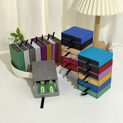 Colourful Glitter Jewellery Box Travel Jewelry Packaging Boxes Fashion Drawer Jewelry Display Box Earrings Gift Organizer Case