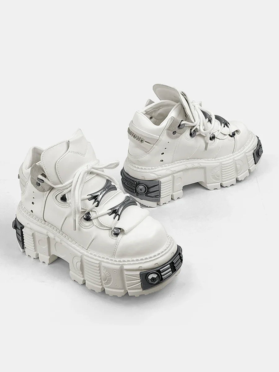 2025 New Female Gothic High-Top Platform Metal Hot Girl Punk Elevator Fried Street Casual Daddy Shoes Women