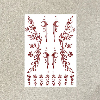 Waterproof Henna Tattoo Stickers for Women Flower Instant Fake Tattoo for Hand Temporary Tattoos for Wedding Party Festival