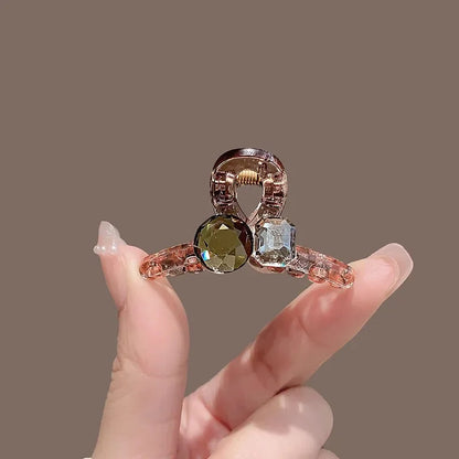 Luxury Rhinestone Pearl Hair Claws Mini Size Cross Shark Clip Women Girl Non Slip Plastic Side Barrettes Sweet Hair Accessories
