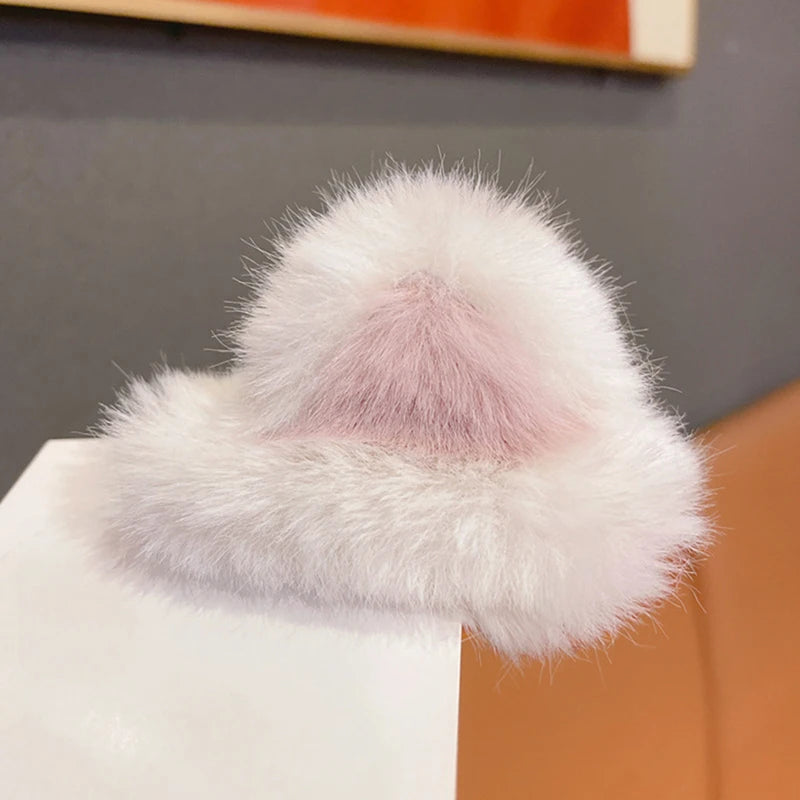 Girls Cartoon Fluffy Hairpin Ladies Sweet Style Cat Ear Shape Side/Top Bangs Clip Female Cute Hair Accessories