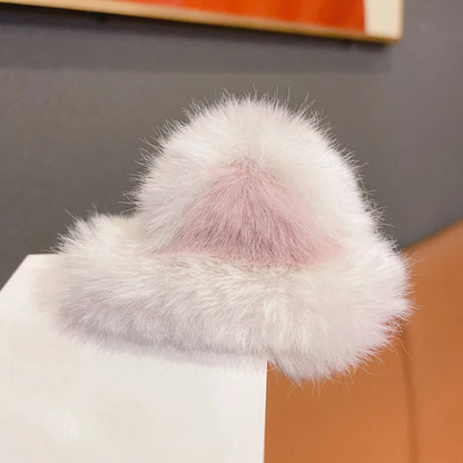 Girls Cartoon Fluffy Hairpin Ladies Sweet Style Cat Ear Shape Side/Top Bangs Clip Female Cute Hair Accessories