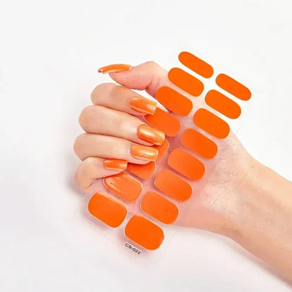 16Tips Nude Semi-Cured Gel Nail Wraps Sticker Long-Lasting UV LED Lamp French Nail Decal Full Cover Waterproof Semi-Cured Sticke