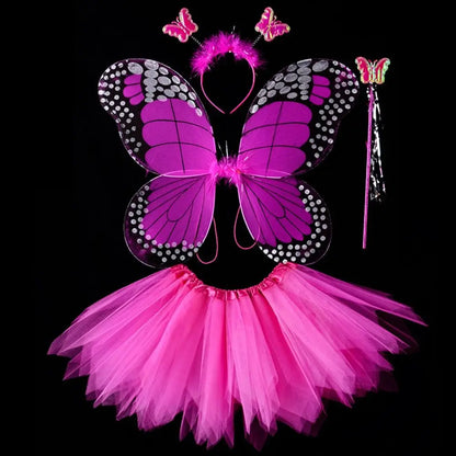 Luminous Wings Flashing Butterfly Skirt Lights Suit LED Children Costume Props Girls Skirts Angel 2-8year Easter Valentines Day