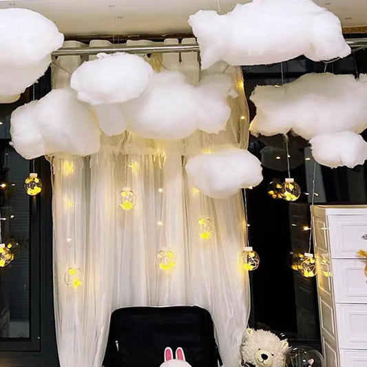 Artificial Cloud White Cotton Cloud Home Decoration Wedding Shop Birthday Party Photography Living Room DIY Hanging Props Decor