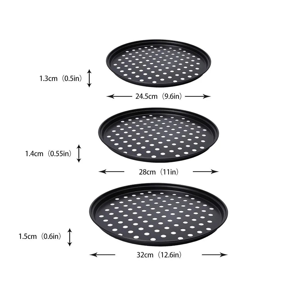 Nonstick Carbon Steel Pizza Pan Round Pizza Baking Tray with Holes for Crispy & Bubbly Home Restaurant Kitchen Baking Tools