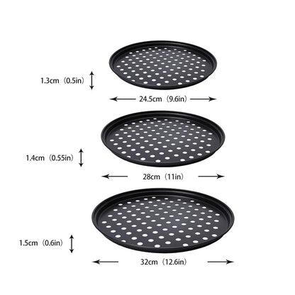 Nonstick Carbon Steel Pizza Pan Round Pizza Baking Tray with Holes for Crispy & Bubbly Home Restaurant Kitchen Baking Tools