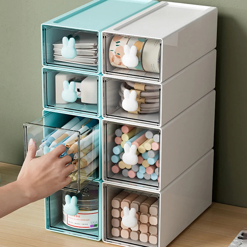 Desk Stationery Storage Box For School Office Desk Organizer With Rabbit Drawer Sundry Storage Rack For School Office Stationery