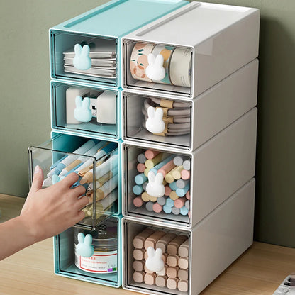 Desk Stationery Storage Box For School Office Desk Organizer With Rabbit Drawer Sundry Storage Rack For School Office Stationery