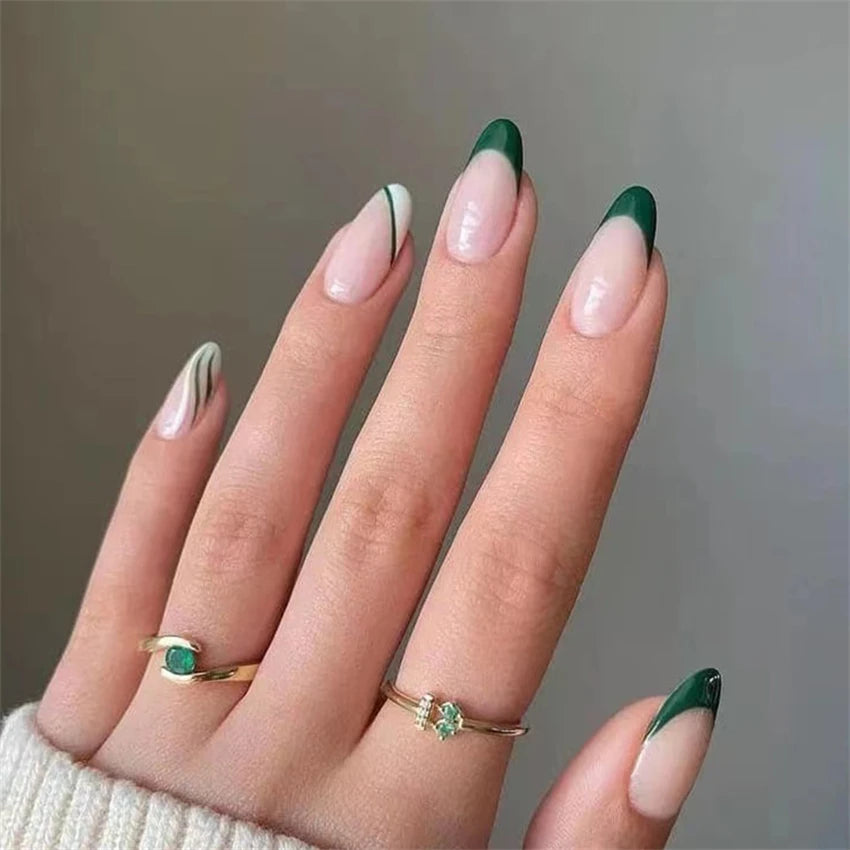 24Pcs Manicure Wearable Fake Nails Ballerina Removable Coffin Fake Nails Finished Women Girls Almond False Nails Art Decoration
