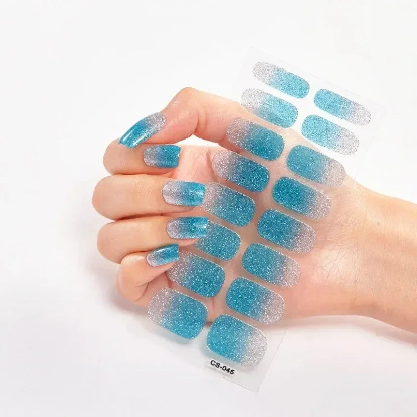 16Tips Nude Semi-Cured Gel Nail Wraps Sticker Long-Lasting UV LED Lamp French Nail Decal Full Cover Waterproof Semi-Cured Sticke