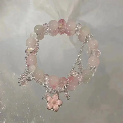 Crystal Niche Design Star Chain Tassel Bracelet for Women Fantasy Blue Beads Elastic Rope Bracelet Best Friend Jewelry Gifts