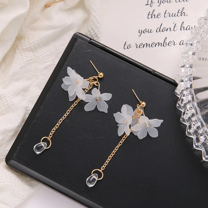 Elegant White Long Earrings Liliy of the vally Acrylic Flower Wedding Dress Earring for Women Bride Fancy Accessories Party Gift