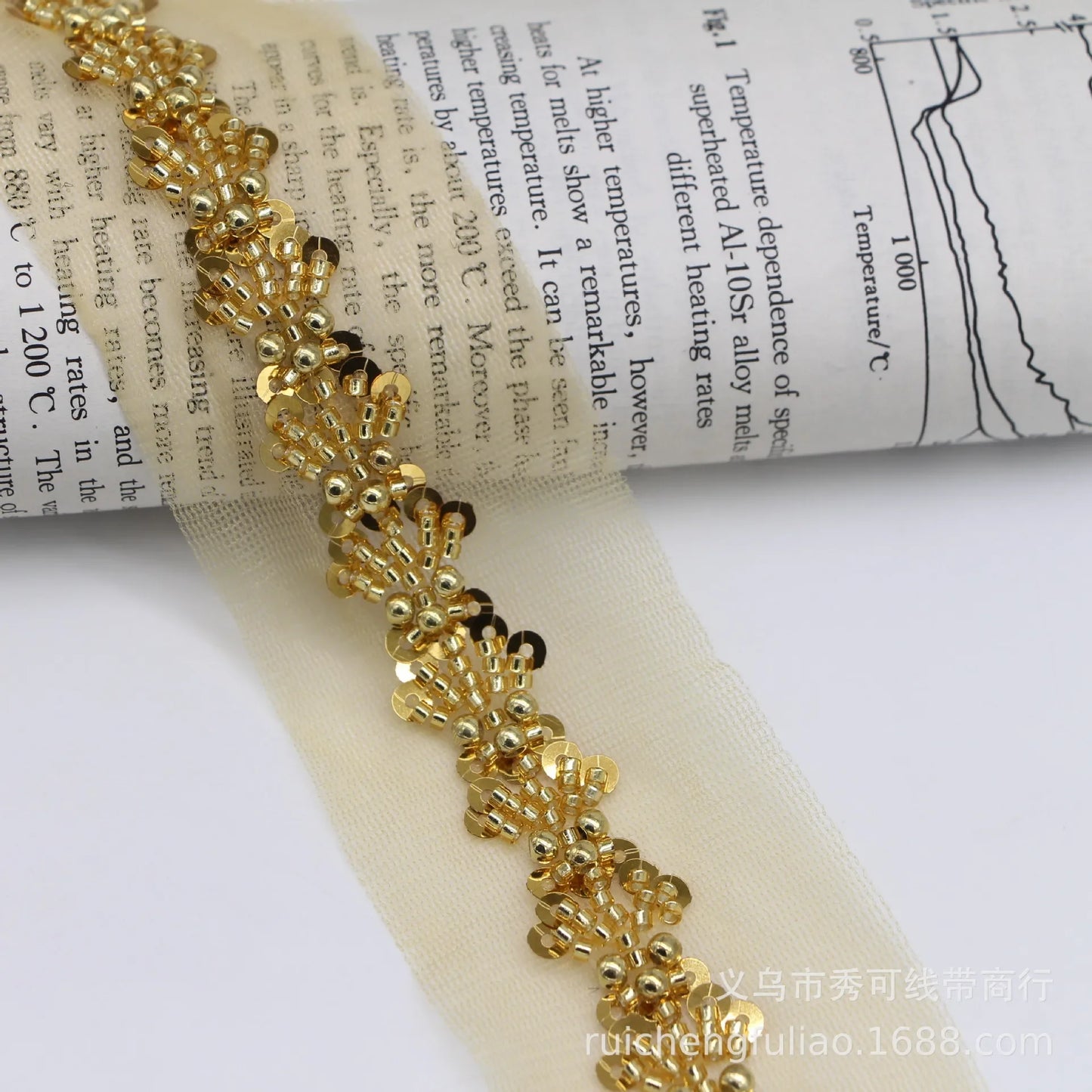 90cm Pearl Beaded Lace Trim Ribbon Garment Decoration Applique Trimming Gold Sequin Tape DIY Sewing Fabric Material Accessories