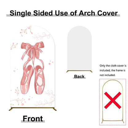 Birthday Theme Arch Cover Background Single-Sided Pink Ballet Girl Bow Dance Shoe Decor Baby Shower Kids Girls Portrait Backdrop
