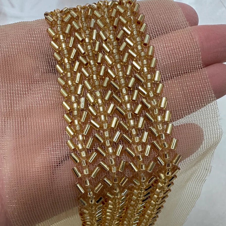 90cm Pearl Beaded Lace Trim Ribbon Garment Decoration Applique Trimming Gold Sequin Tape DIY Sewing Fabric Material Accessories