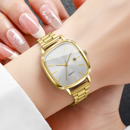 3PCS/Set Elegant Square Dial Women Watches Simple Calendar Quartz Wristwatches Bracelets Set Reloj Mujer (Without Box)