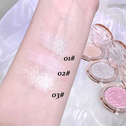 LEE INTO Highlighter Powder, Pearlescent Finish, Fine Shimmer, Silky Mashed Potato Texture, Brightening, Long-Lasting No Fallout
