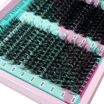 MIOFIA Lashes Cluster Natural Fluffy Volume Individual Eyelash 60D 80D 100D Thick Cat Eye Lashes Mixed Tray DIY Lash Extension