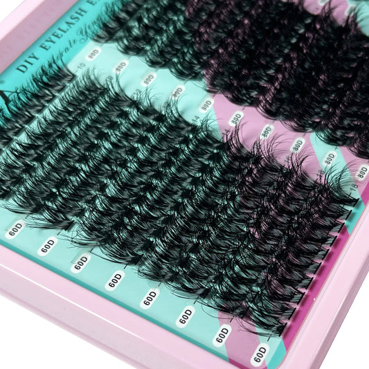 MIOFIA Lashes Cluster Natural Fluffy Volume Individual Eyelash 60D 80D 100D Thick Cat Eye Lashes Mixed Tray DIY Lash Extension