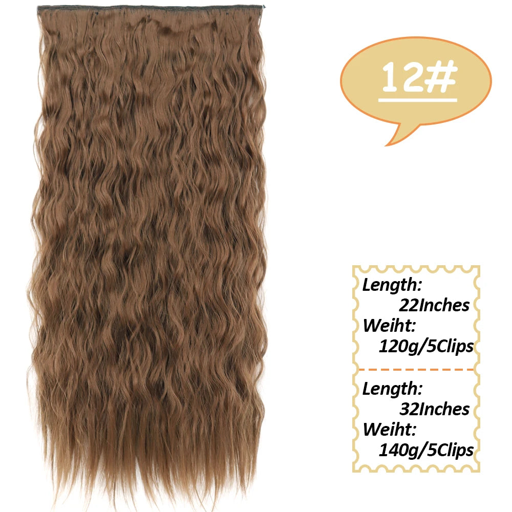 NICESY Synthetic Long Wavy 5 Clips Hair Extensions 22Inch/32Inch Clip On Hair Extensions High Tempreture Fake For Women