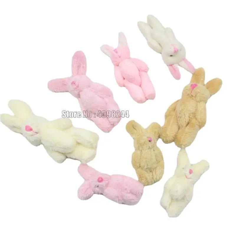 5pcs/lots Soft Mini Joint Rabbit Pendant Bunny For Key Chain Bouquet Doll Diy Ornaments Gifts Toy