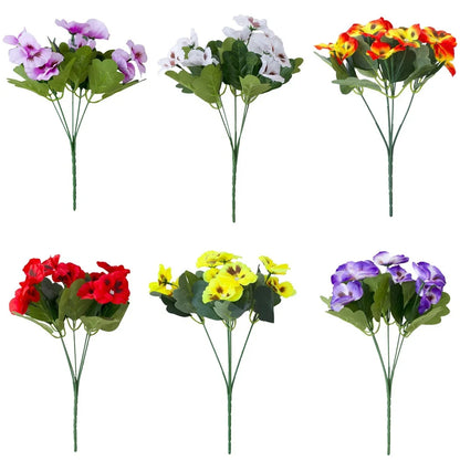 Spring Artificial Decorative Pansy Artificial Flower with Natural Stem Finish for Placement in Shelf Tabletop or Hanging Display