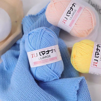 25G Milk Sweet Soft Baby Cotton Knitting Wool Thick Fiber Yarn Velvet Hand Threads for Knitting Wool Crochet Yarn for DIY Sweate