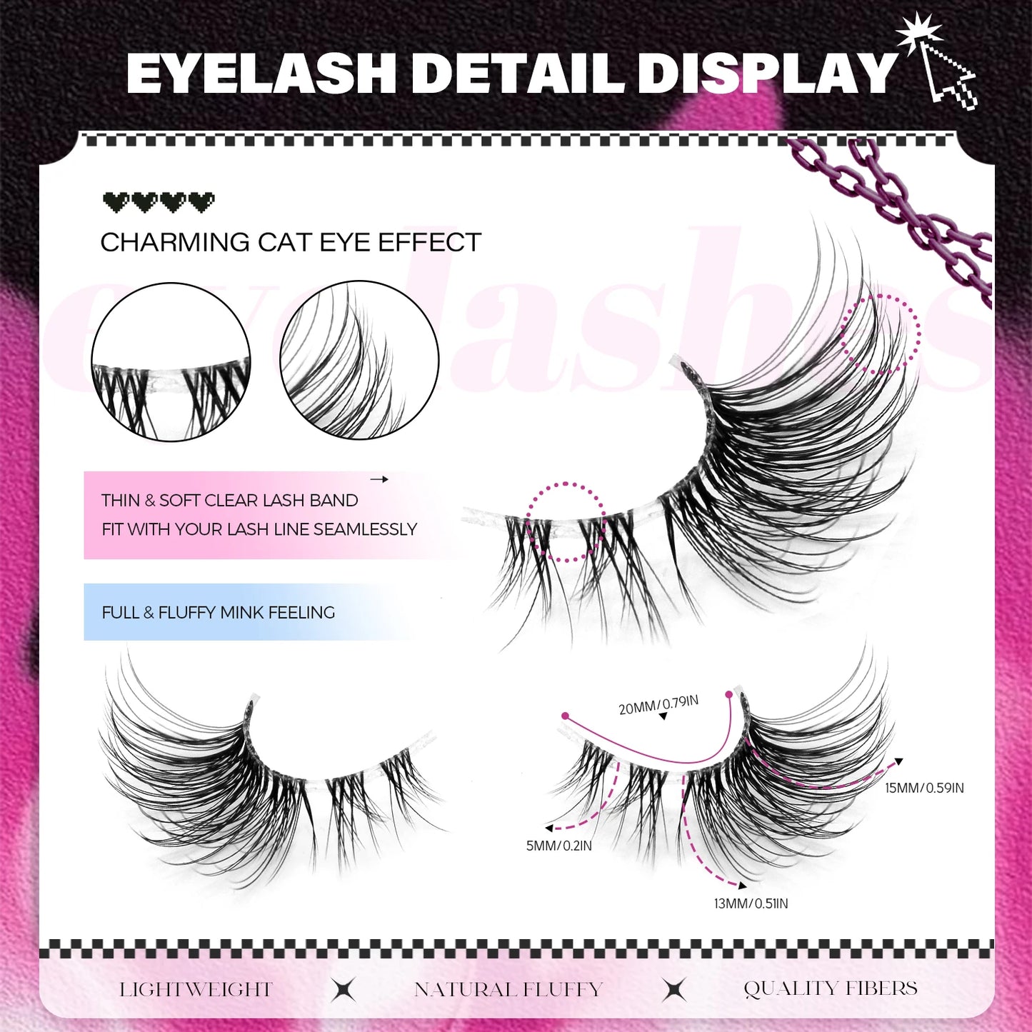 VELTRINAY False Eyelashes Half Lashes Cat Eye Natural Look Wispy Faux Mink Clear Eyelash Band Natural Lashes Makeup