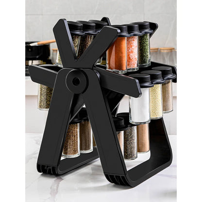 Seasoning Bottle Seasoning Containers Sealed Jar Multifunctional Spice Jar  Wheel Plastic Bottle Seasoning Storage Rack Set
