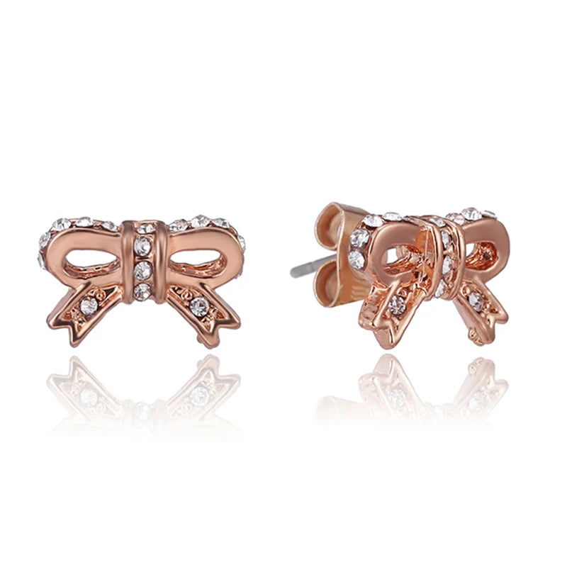 TOGORY Newest Rose Gold Brand Stud Earrings For Ladies Women Crown Love Round Earrings Jewellery Birthday Gift Special Offer