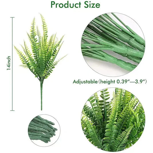 2Pcs Artificial Plants Summer Decoration, Fake Plants GreeneryArtificial Plants Boston Ferns, Outdoor UV Resistant Artificial Fl