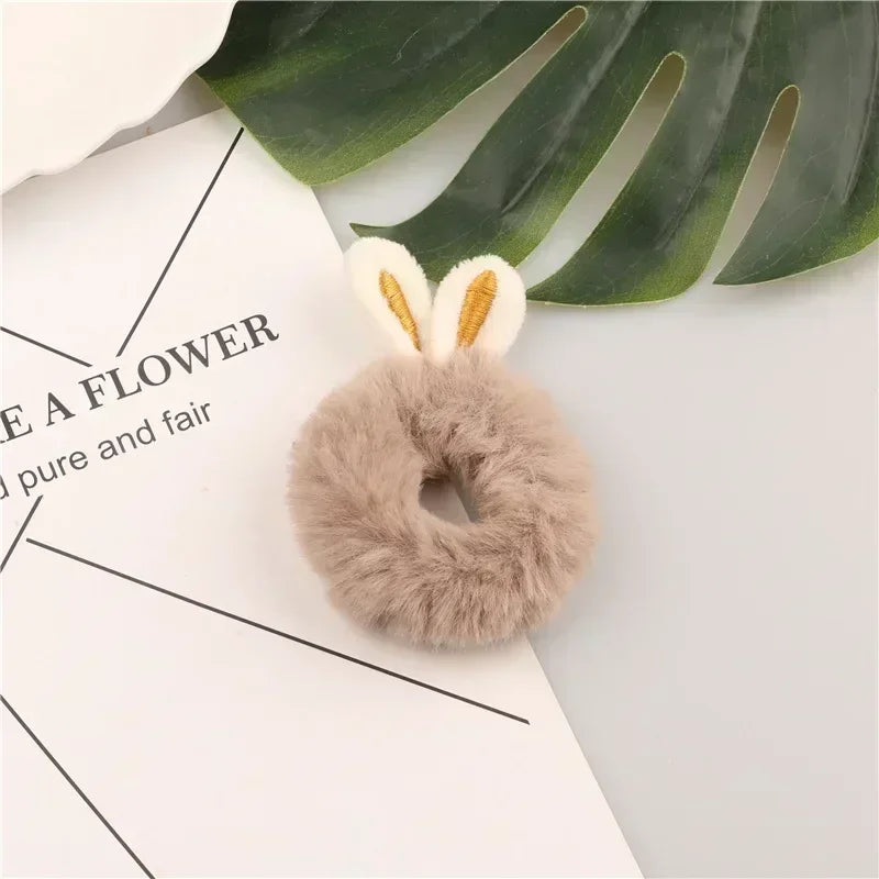 Cartoon Cute Animal Rubber Band for Girls Plush Ponytail Maruko Hair Tie Elastic Hair Ring Headwear Girls Kids Hair Accessories