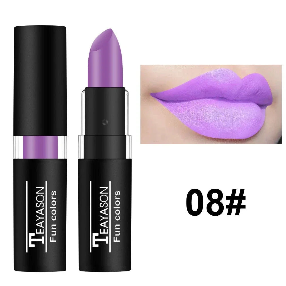 12 Colors Matte Nude Clay Lipstick Vampire Makeup Punk Black Lip Gloss Dark Paint Stick Durable Waterproof Lasting Cosmetics