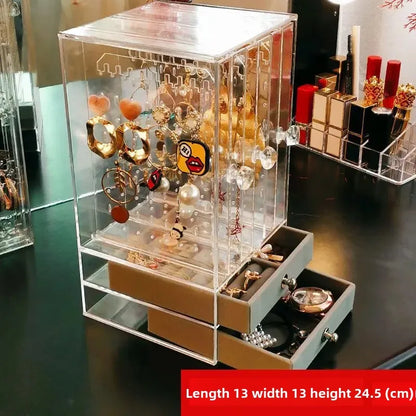 Dustproof Jewelry Display Stand Earring Bracelet Ring Holder Storage Box Plastic Material for Home Garden Decoration