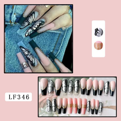 Luxury Designed Reusable Pink Nude False Nails Short Custom Acrylic Press On Nails Artificial Nails With Glue For Woman And Girl