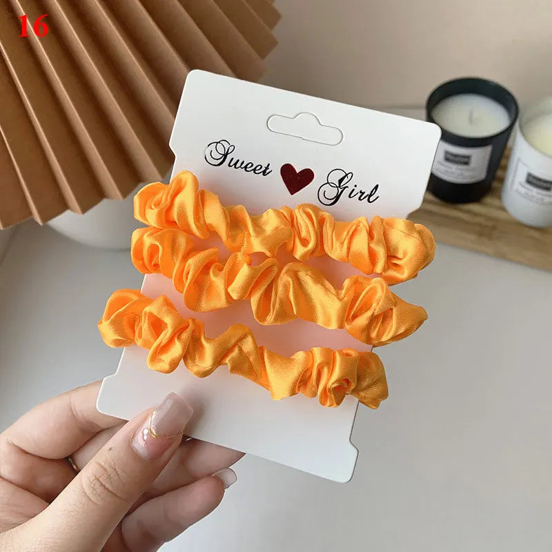 3/6Pcs/Set Silk Hair Scrunchies Elastic Hair Bands Women Elegant Headwear Hair Ties Ponytail Holder Sweet Hair Rope Rubber Bands