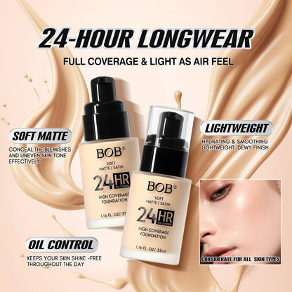 Misty Matte Liquid Foundation, Concealer, Long-lasting Makeup, Oil Control, No Powder Sticking, Moisturizing Foundation Cream