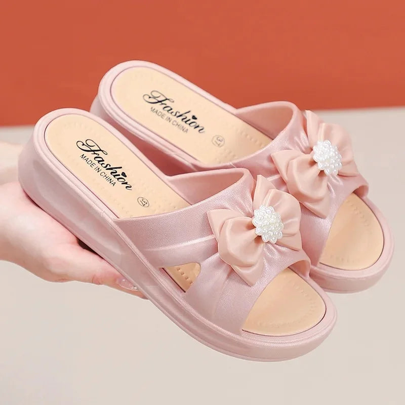 New Butterfly Knot Ladies Slippers Outdoor Summer Versatile Fashionable Casual Anti-slip Waterproof High Aesthetic Beach Shoes