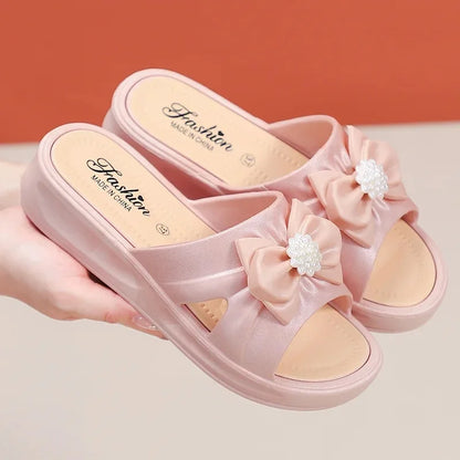 New Butterfly Knot Ladies Slippers Outdoor Summer Versatile Fashionable Casual Anti-slip Waterproof High Aesthetic Beach Shoes